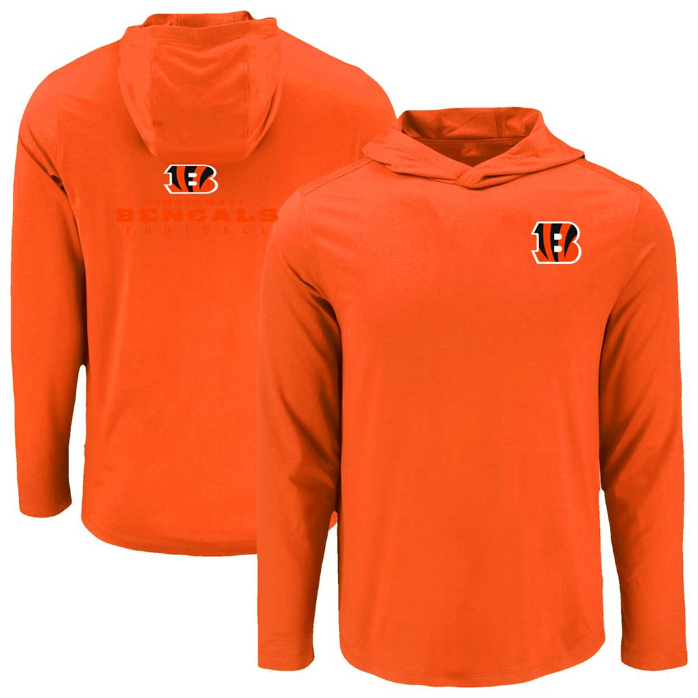 Men 2026 NFL Cincinnati Bengals Hooded long sleeved T-shirt orange 05->nfl t-shirts->Sports Accessory